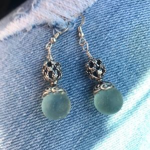 Genuine Seaglass Sterling Silver earrings!